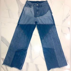 Patchwork straight leg denim jeans Cider size small